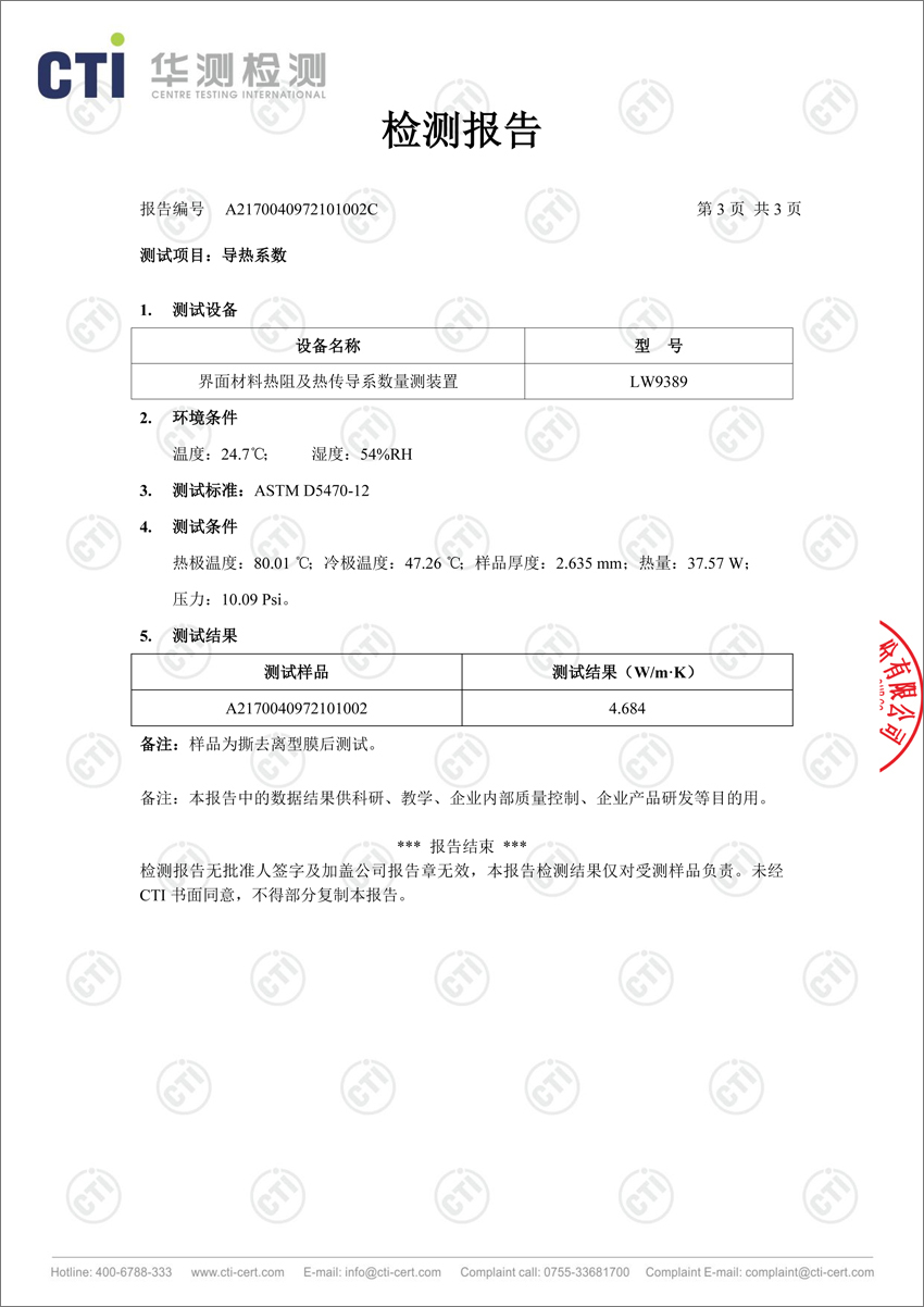 導(dǎo)熱硅膠片實(shí)際導(dǎo)熱系數(shù)結(jié)果